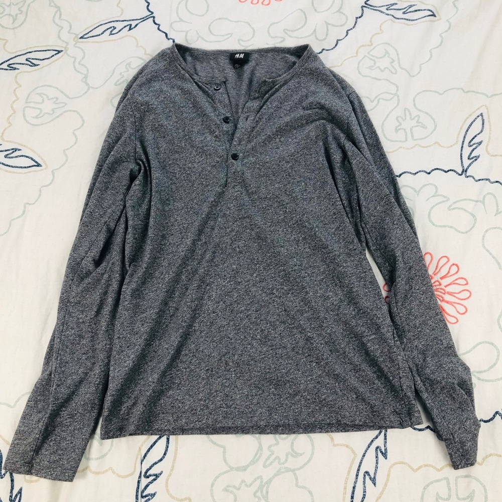 H&M Heather Gray Henley Long Sleeve